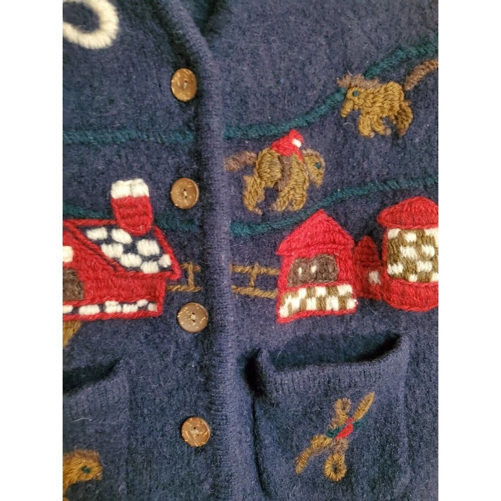 Vintage Wool Equestrian Vest Waistcoat Bryn Connelly Size Medium Petite - Picture 3 of 6